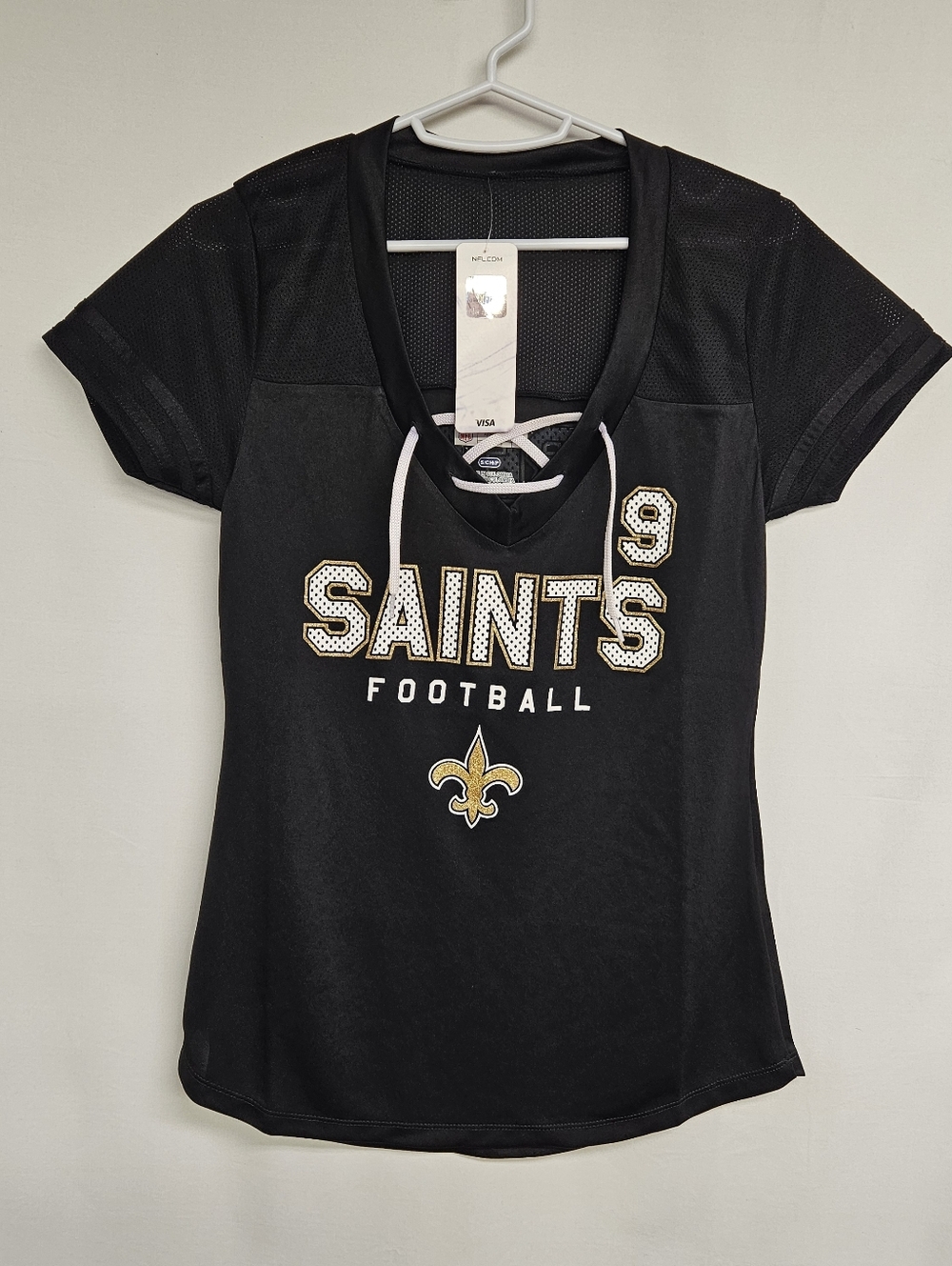 New Orleans Saints Small NWT Tie Top  Drew Brees Black And Gold